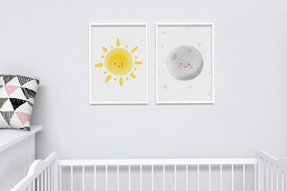 Sun And Moon Nursery Art Watercolor Nursery Decor Watercolor Etsy Sun And Moon Nursery Art Watercolor Nursery Decor Watercolor Etsy
