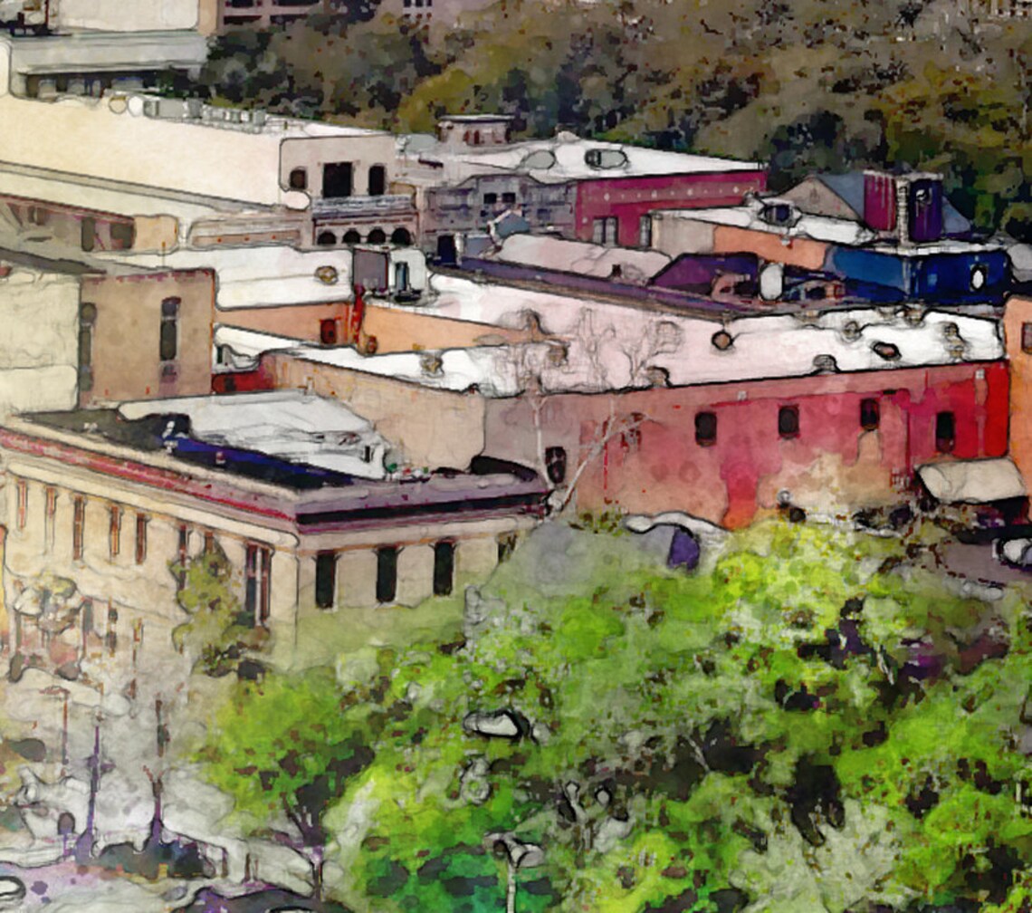 Mobile Alabama Skyline Watercolor Painting Instant Download Etsy