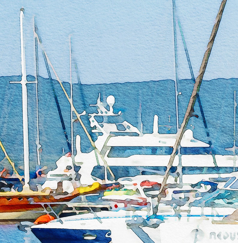 Yachts Watercolor Painting Boats Watercolor Print Watercolor Etsy