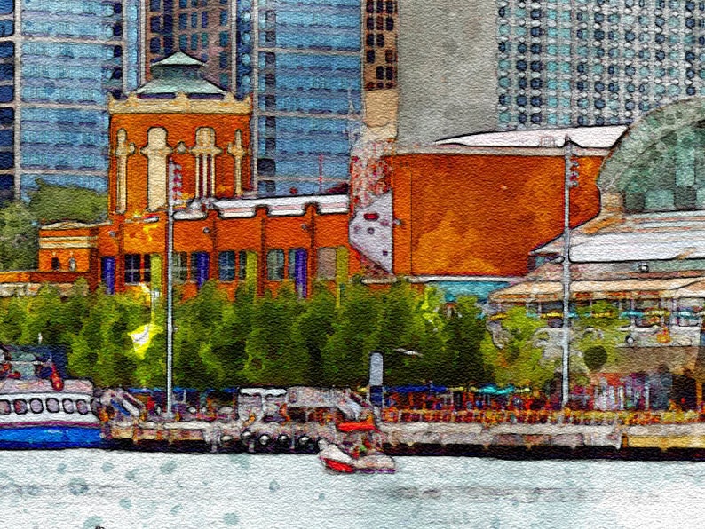 Chicago Skyline Watercolor Painting Printable Art Chicago Etsy