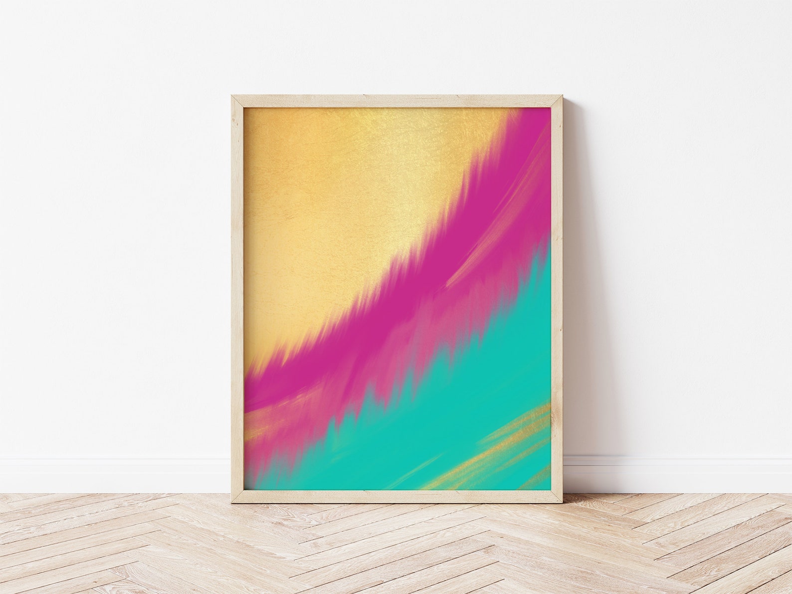 Pink Teal and Gold Abstract Painting Printable Art Modern Etsy