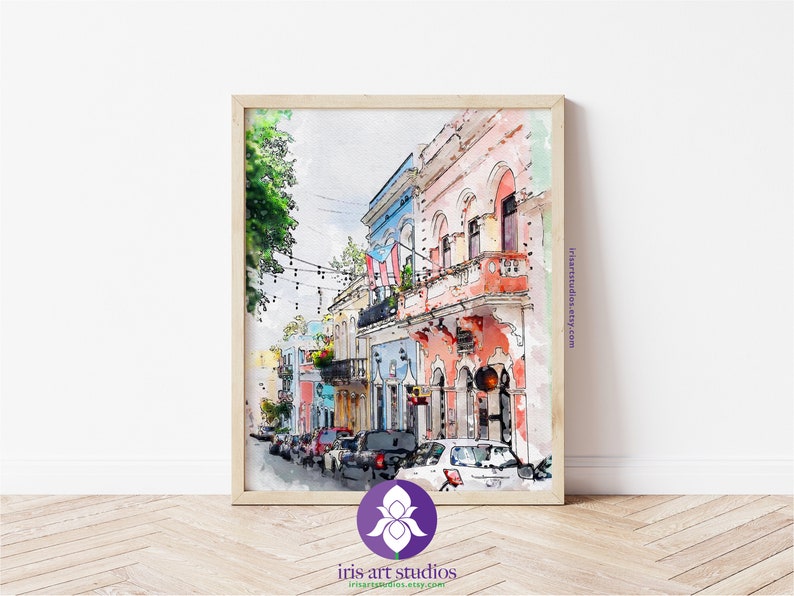 Printable Old San Juan Painting Puerto Rico Watercolor Wall Etsy