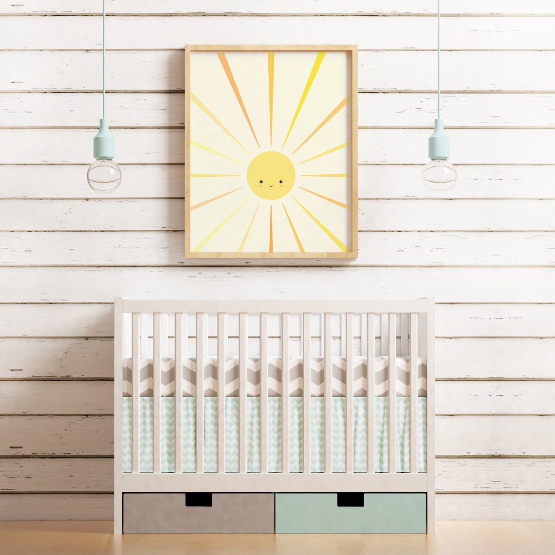 Sun Rays Nursery Print Unisex Nursery Illustration Nursery Etsy