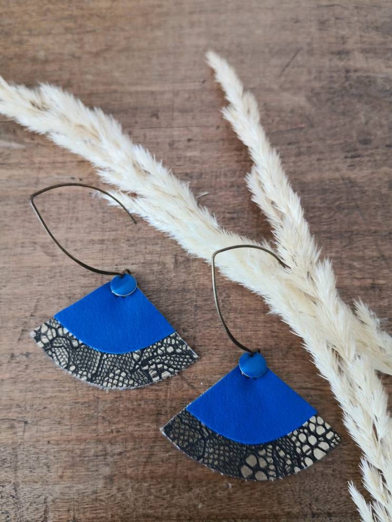 Leather fan earring