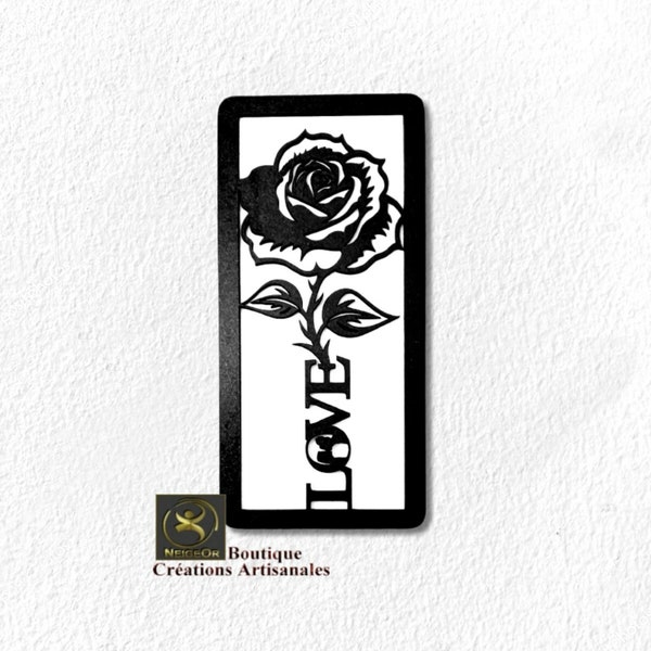 Cadre bois FLEURS ou Rose LOVE -  impression relief – création artisanale – cadre à suspendre – au choix