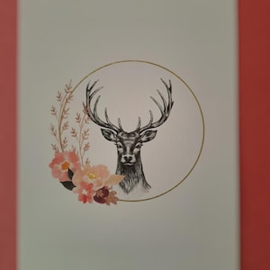 Carte postale cerf de Noel