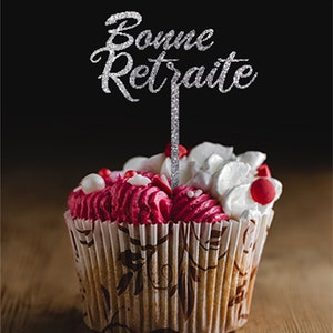 Cake topper en plexiglas Bonne retraite
