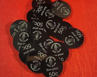 100 fichas personalizadas de plexiglás | Logotipo grabado | Fichas para refrigerios, bodas, asociaciones, festivales y eventos