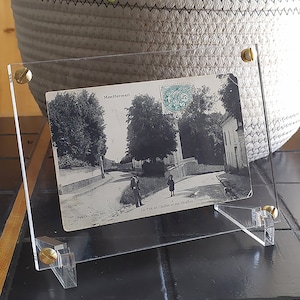 Présentoir en plexiglas pour carte postale de collection, photo.