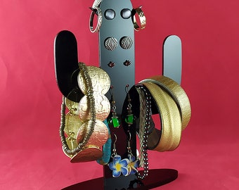 Plexiglas display for bracelets, rings and earrings