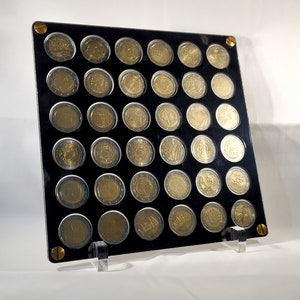 Plexiglass display for commemorative 2 euro coins