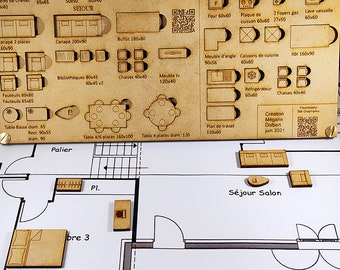 Kit di interior design per pianta in scala 1/50