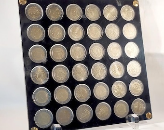 Black plexiglass display stand for 2 euro coins