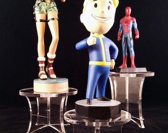 Set of 3 plexiglass displays for collectible figurines