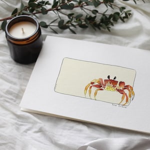 Carte postale & Affiche papier aquarelle - Crabe - Décoration murale - Illustration nature et animaux - Tirage d'art peinture