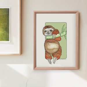 Carte postale & Affiche papier aquarelle - Paresseux - Décoration murale - Illustration nature et animaux - Tirage d'art peinture