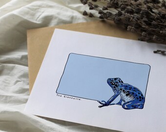 Carte postale & Affiche papier aquarelle - Grenouille - Décoration murale - Illustration nature et animaux - Tirage d'art peinture