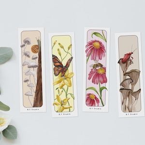 Set van 4 bladwijzers - Aquarel - Bloemen & Natuur - Boekaccessoires - Kleurrijke illustratie