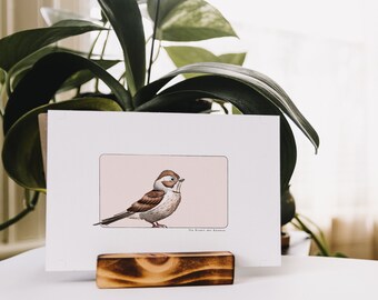 Postcard & Watercolor paper poster - Reed bunting - Wall decoration - Nature and animal illustration - Bird art print