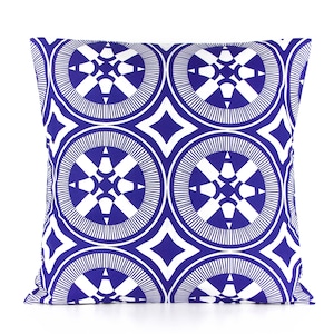 Cushion cover 40X40 cm ethnic cotton blue/white