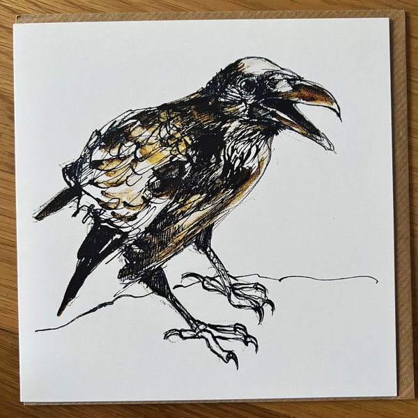 Cheeky Crow - Blank art greetings card