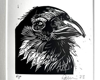 Crow - original Linocut