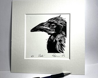 Rook - original Linocut