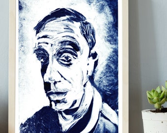 Portrait of Derek Jarman - Giclée print - made from my original Monoprint