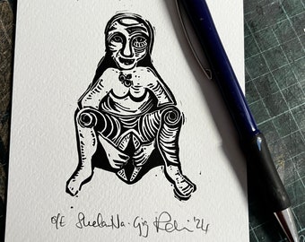 Sheela - Na Gig - original Linocut