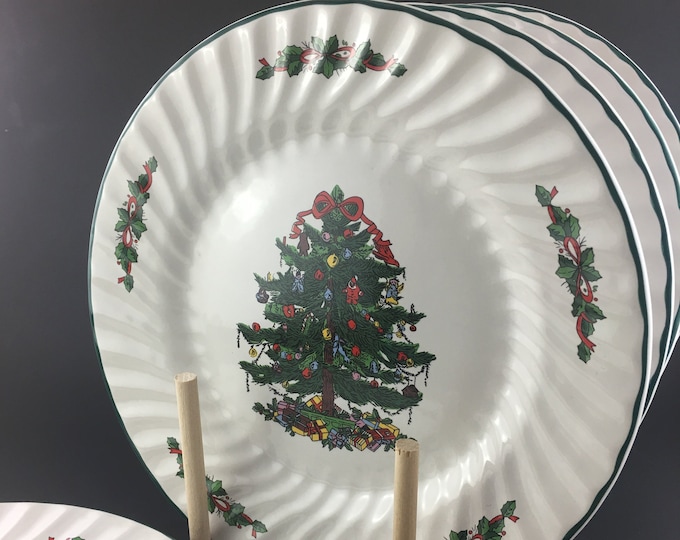 Set of Christmas Village Dinner Plates by China, Christmas Dinnerware