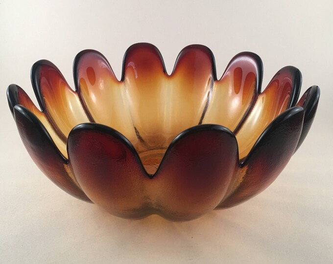 Vintage Indiana Glass Lotus Flower Petal Salad Serving Bowl Etsy