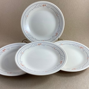 Corelle Rose Bread & Butter Plate Set of 4, Corelle Peach Rose Flower Plate, Rose Corelle