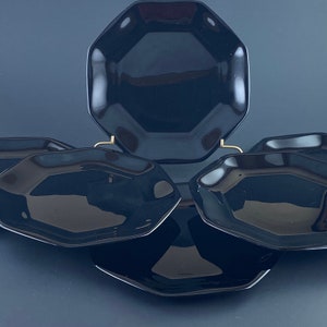 Arcoroc Octime Black Glass Salad Plates - Set of 6