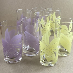 Bund Glas Blume Floral Trink Highball Gläser, 4er Set Vintage Bundes Glas Pastell Blumen Wassergläser