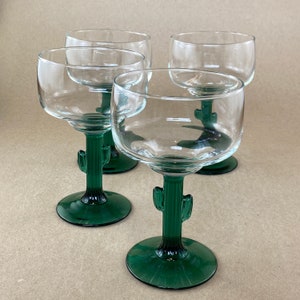 Set of 4 Cactus Margarita Glass 12 Ounce, Cinco de Mayo Glasses, Margarita Barware, Frozen Margarita Cocktail Glass, Novelty Stemware