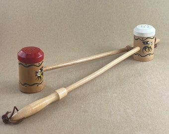 Wooden Rooster and Chicken Long Handled BBQ Salt and Pepper Shakers by Westwood Products