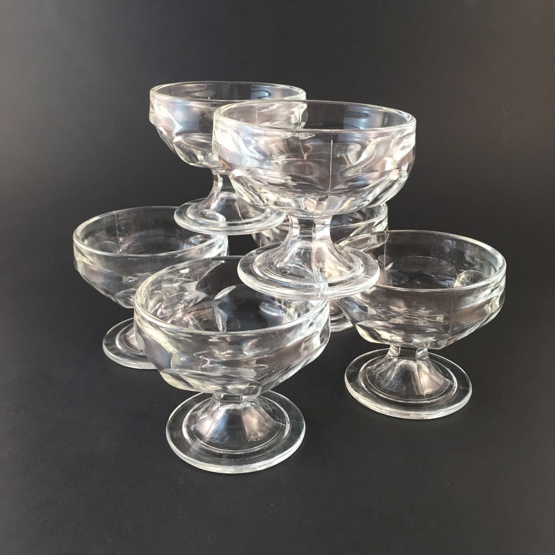 Vintage 1950s Ice Cream Sundae Parfait Soda Shop Glasses Clear Glass Soda Fountain Ice Cream