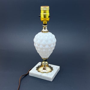 Vintage Quilted Milk Glass Marble Base Lamp, Bedside, Dresser, Quilted, Milk Glass, Lamp, Glass Lamp, Mid Century, Cottage, Shabby Chic