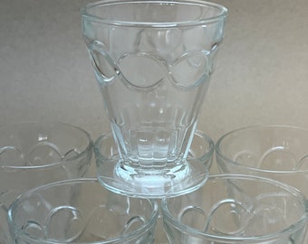 Pressed Loop Border Optic Ribbed Base Footed Juice Glass, Optic Juice Glassware Drink Ware Barware, Optic Base Juice Glass