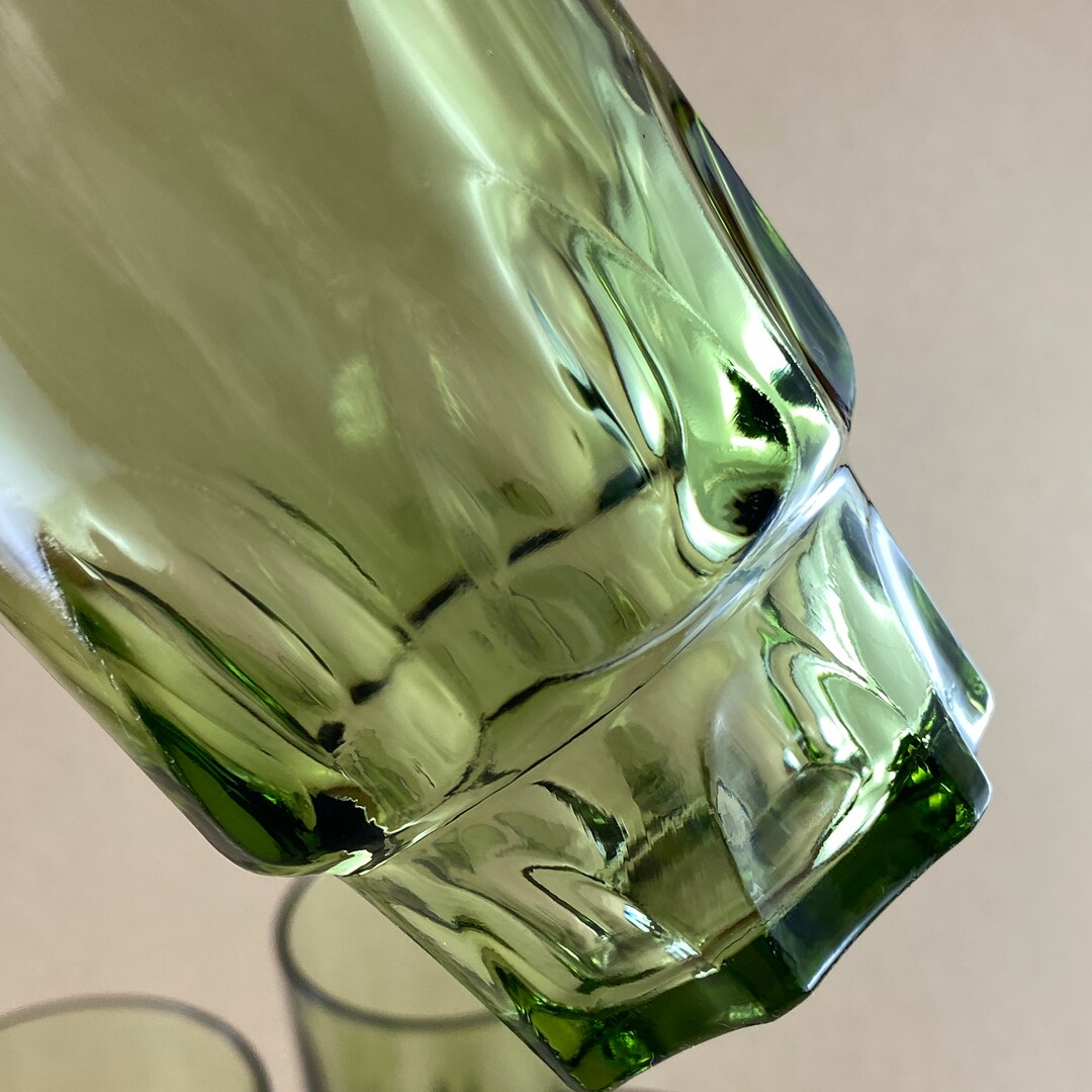 Avocado Green Glass Tumblers Reflection by Hazel Atlas Continental Can
