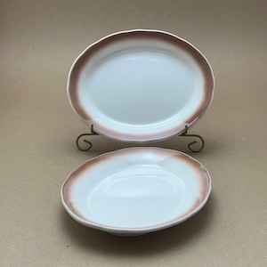 Set of 2 Restaurant Ware Buffalo China Air Brushed Oval Plate, Mid Century Restaurant Ware, AirBrushed Buffalo China Serve Platter