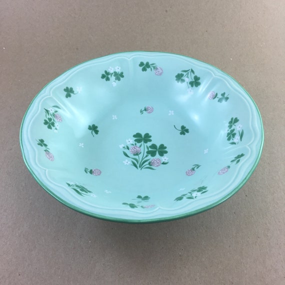 Yamaka Dinnerware Green Vintage Auberge Green Yamaka Salad Dessert Set 4 Yamaka China Japan Oven to Table to Dishwasher Dinnerware