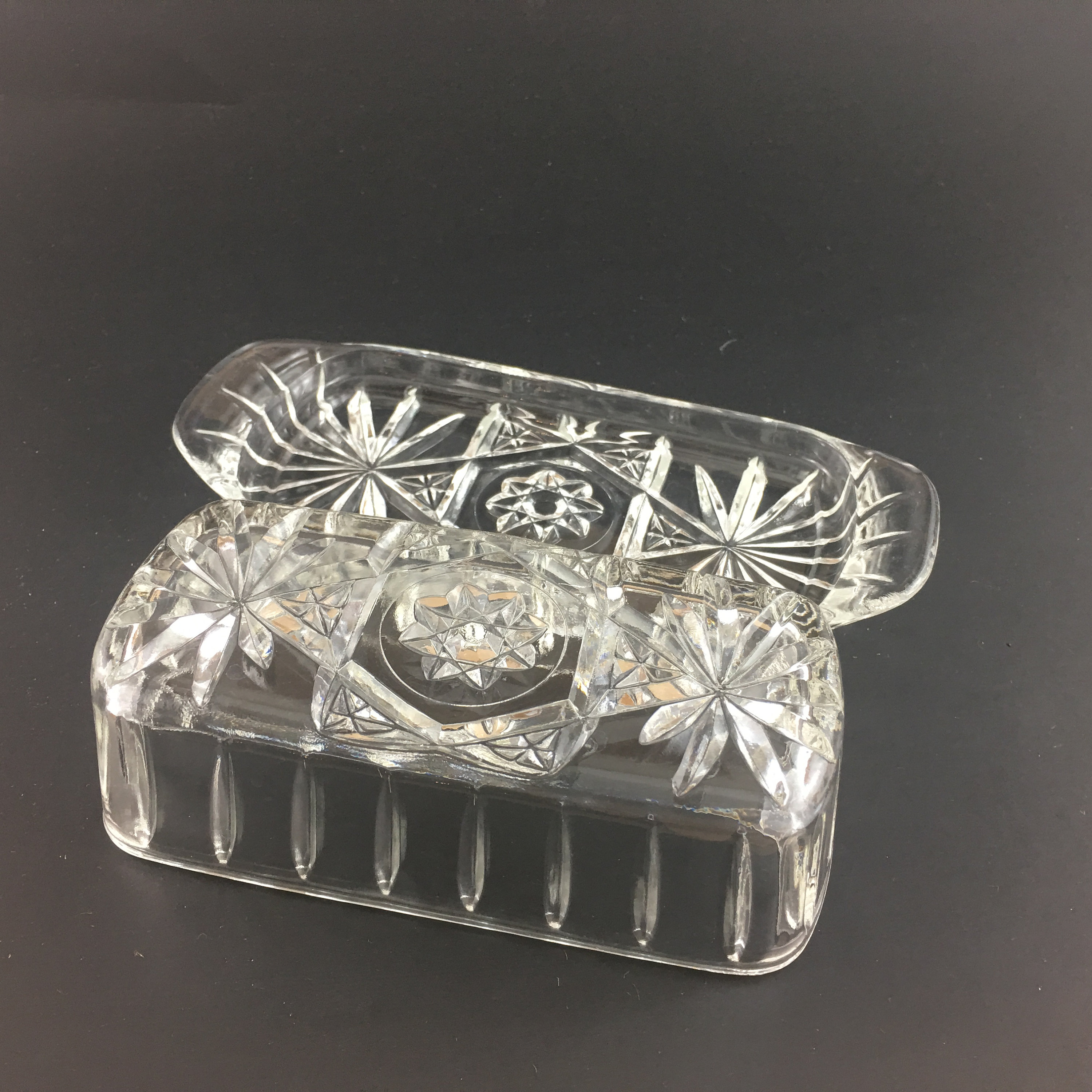 Anchor Hocking Prescut Butter Dish & Cover Vintage Glass Etsy
