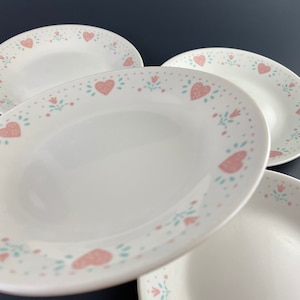 Vintage Corelle Brotteller - Forever Yours Rosa Herzen - 4er Set
