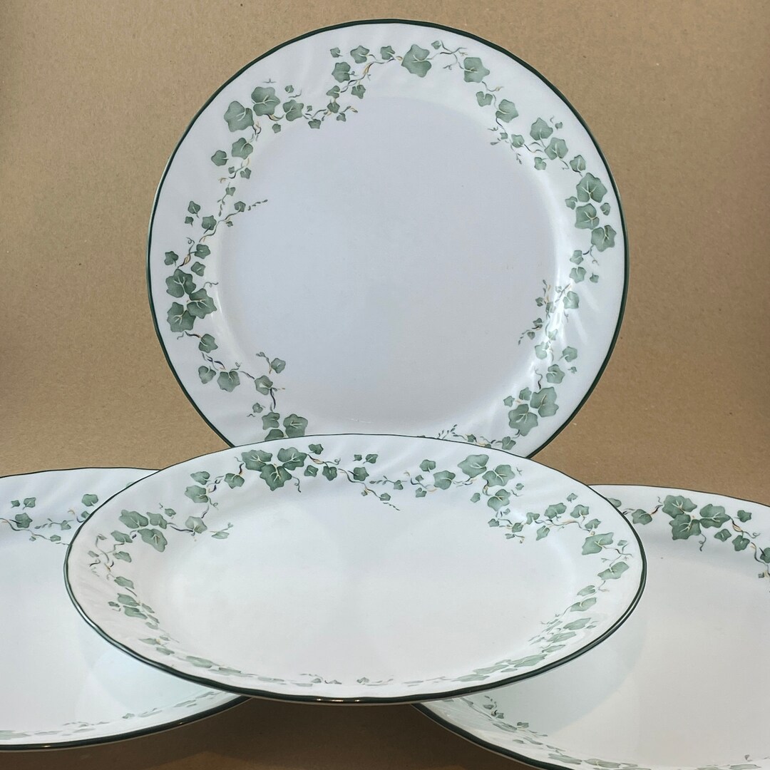 Set of 4 Corelle Callaway Dinner Plates, Corelle Green Dinner Plate