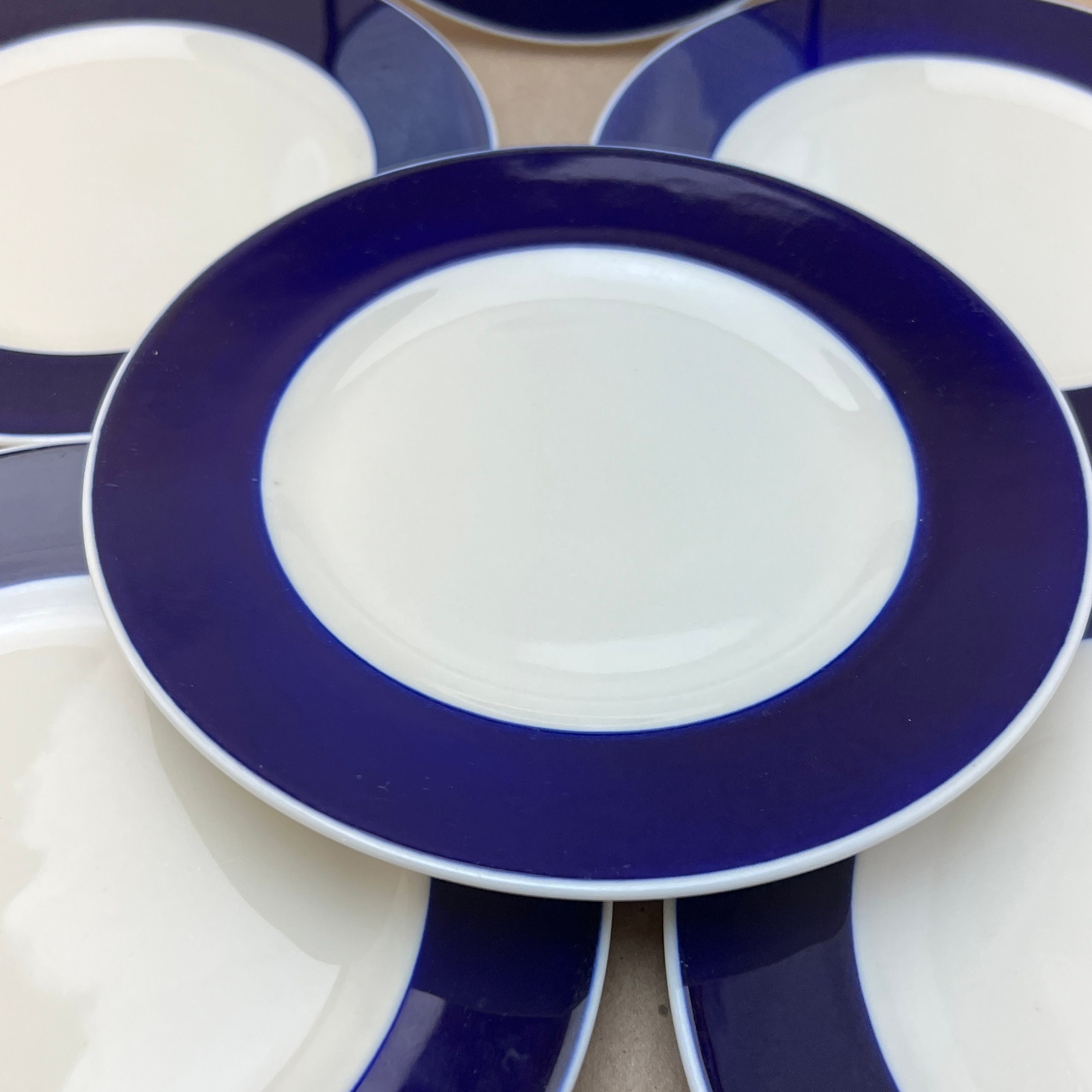 Navy Blue with Gold Dessert Plates - Plastic