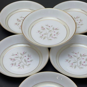 Vintage Mikado Dessert Bowls - Pink Floral, Gold Trim - Set of 4/6