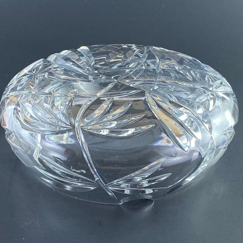 Large Lead Crystal Etched Palm Trees Cigar Ashtray Large 3 Etsy