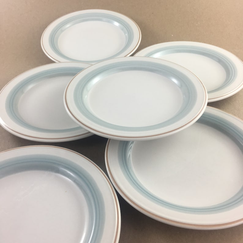 Aqua Blue Stoneware Plate Set 4 Country Morn Cimmarron Japan Vintage