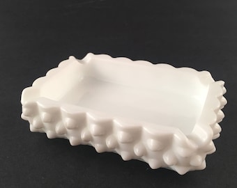 Vintage Fenton Hobnail Milk Glass Ashtray